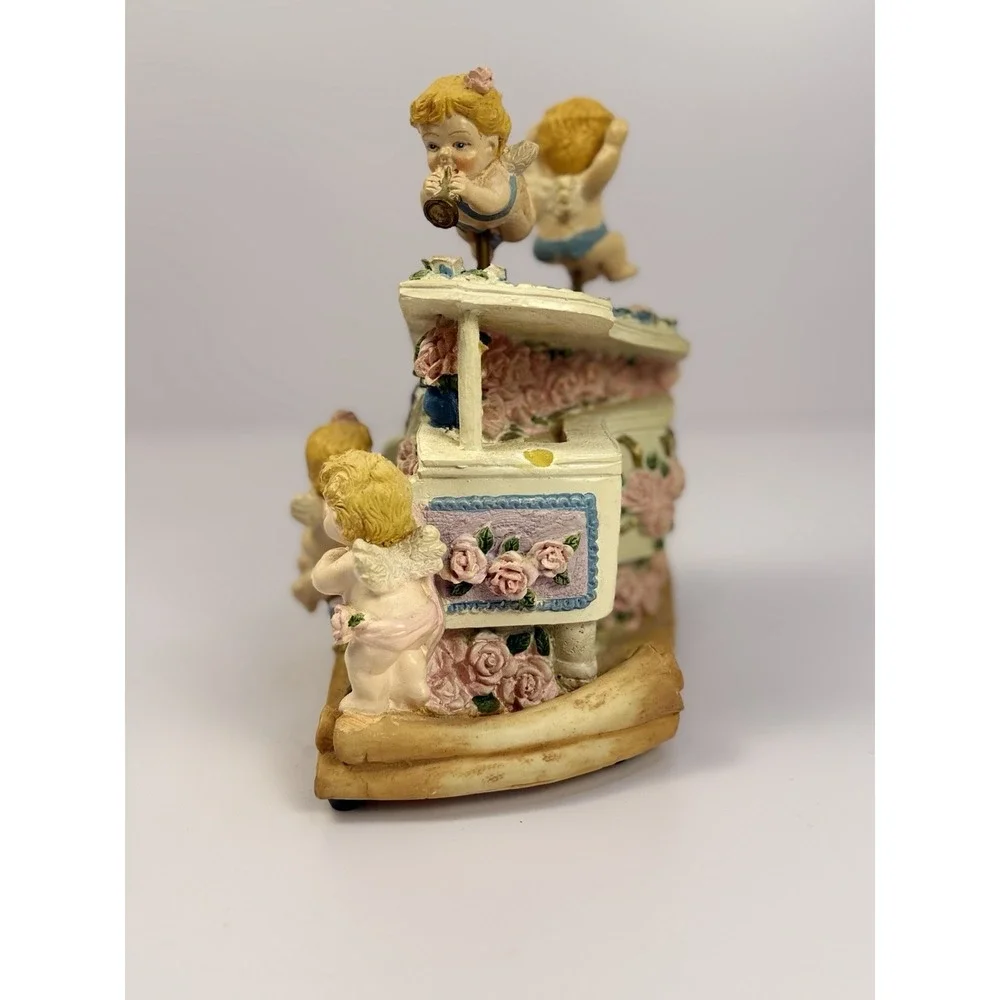 Animated Music Box - Angel Cherubs Piano - Musical Figurine - 